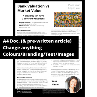 Bank Valuation vs Market Value – Print version & Text to copy & use