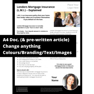 Lenders Mortgage Insurance (L.M.I.) Explained  – A4 Template