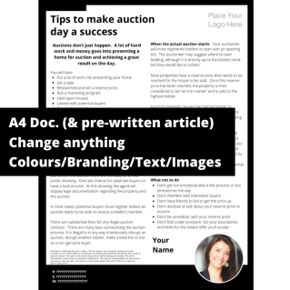 Tips to make auction day a success – Print version & Text to copy & use